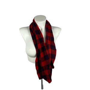 Old Navy Red & Black Plaid Infinity Scarf 100% Polyester One Size